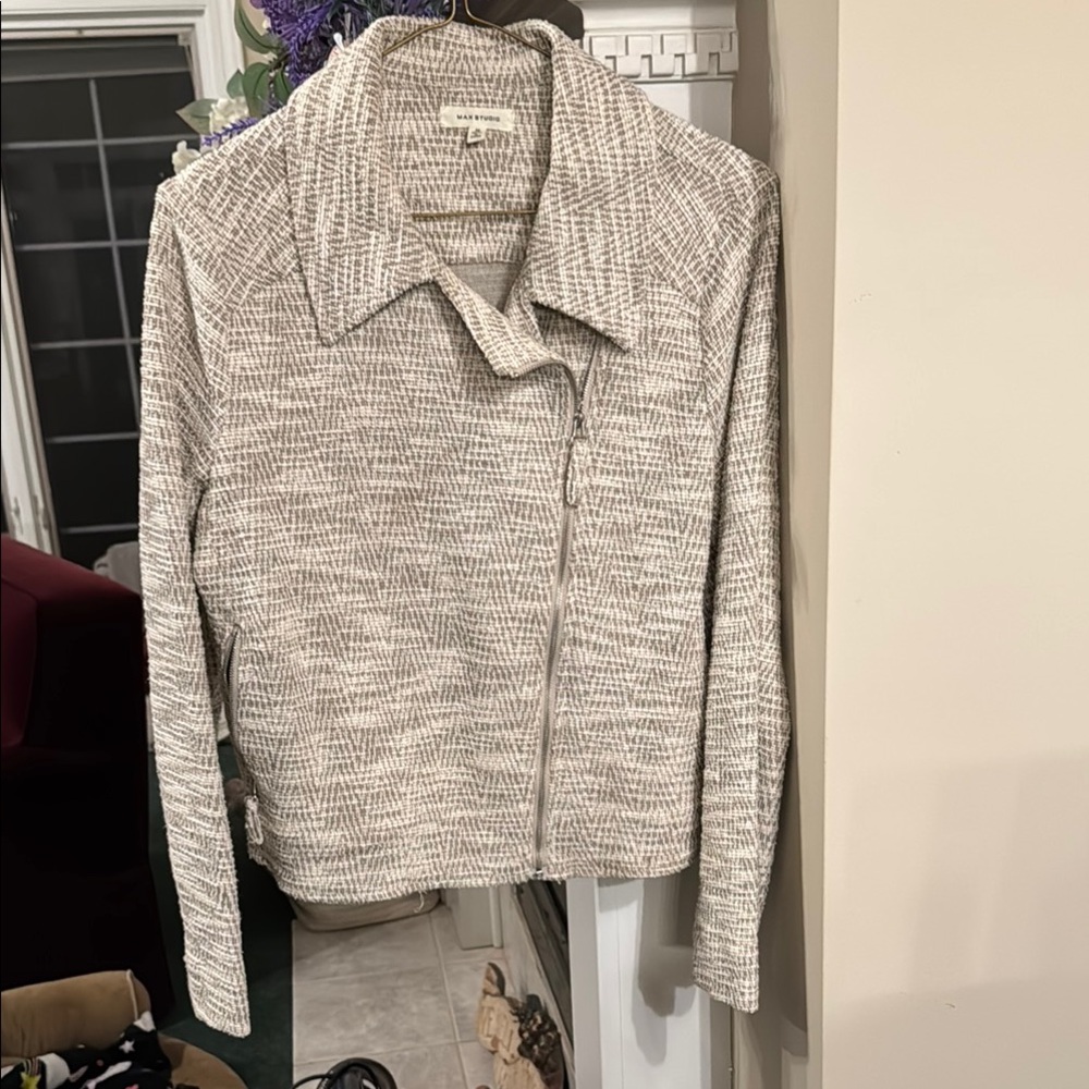 Max Studio Chic Beige Textured Jacket - image 1